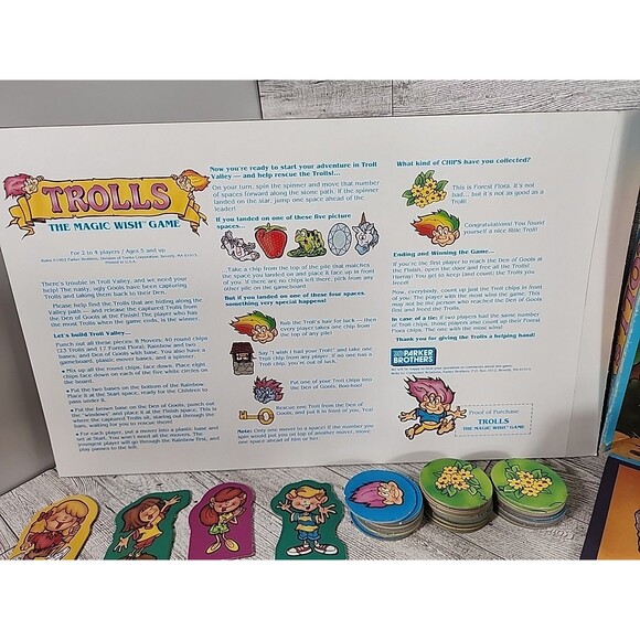 Vintage Trolls The Magic Wish Board Game Parker Brothers 1992 Treasure COMPLETE - Picture 11 of 12